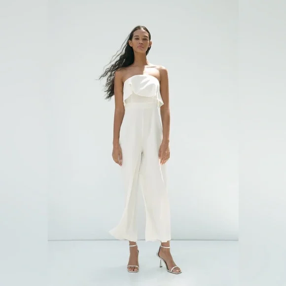 NWT ZARA STRAIGHT NECK CAPE JUMPSUIT - Picture 3 of 8